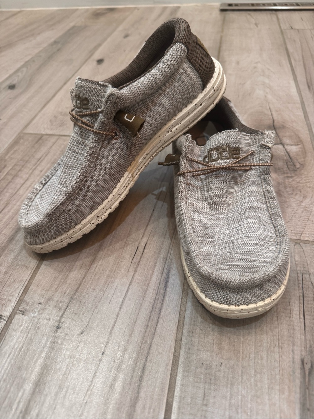 Hey Dude Lightweight Slip-On Loafers in Heather Gray and Brown